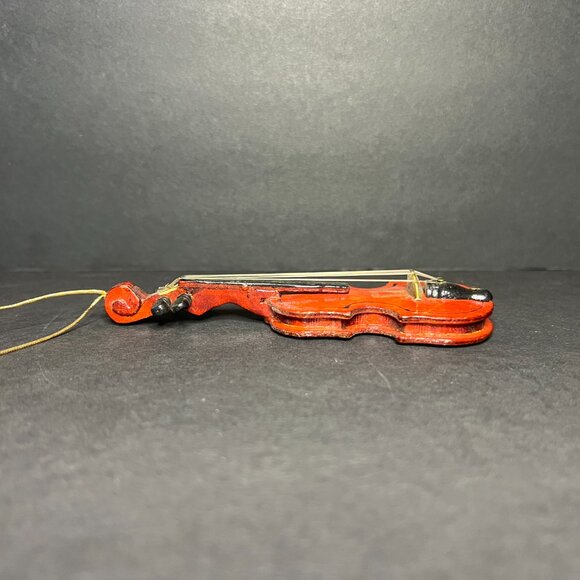 Vintage MCM 1970s Handcrafted Wooden Violin Viola Christmas Tree Ornament 5" - Picture 6 of 6